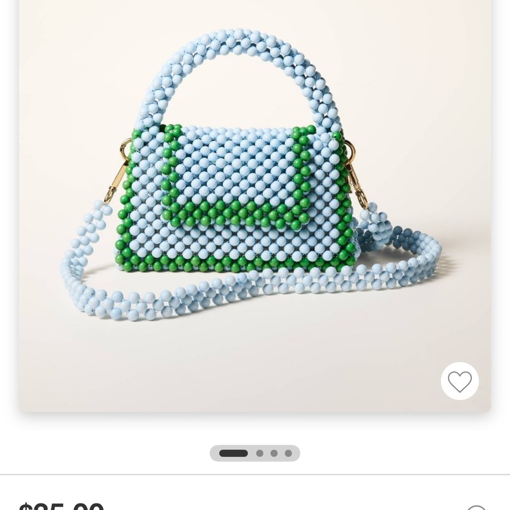 Beaded Mini Crossbody Bag in Light Blue and Green